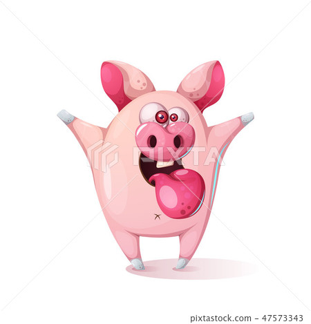 Cute cartoon pig - children illustration. Cute cartoon pig - children illustration. 47573343