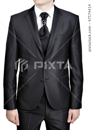 Mens black suit, tie knot decorated big pin brooch Mens black suit, tie knot decorated big pin brooch 47574414