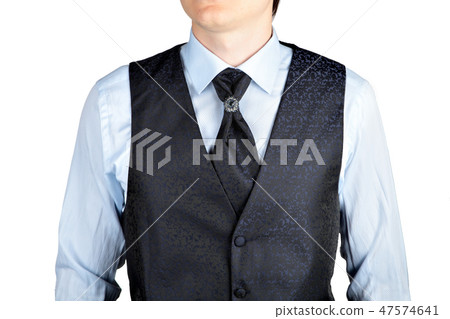 Dark blue men waistcoat with jacquard pattern Dark blue men waistcoat with jacquard pattern 47574641