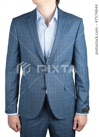 Elegant fashion light blue plaid suit jacket Elegant fashion light blue plaid suit jacket 47574644