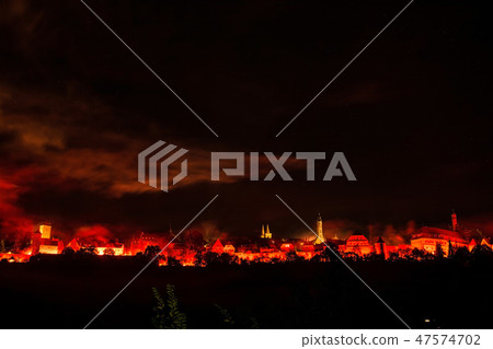 Fireworks at Rothenburg, Bavaria, Germany Fireworks at Rothenburg, Bavaria, Germany 47574702
