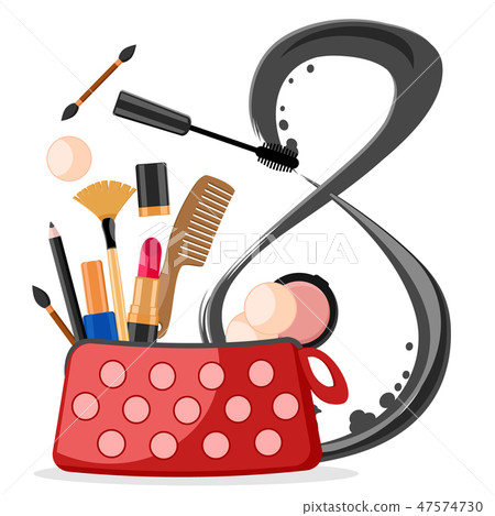 Set of cosmetics and numbers painted with mascara Set of cosmetics and numbers painted with mascara 47574730