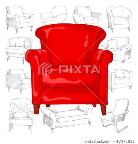 Set of different soft armchairs. 47575032