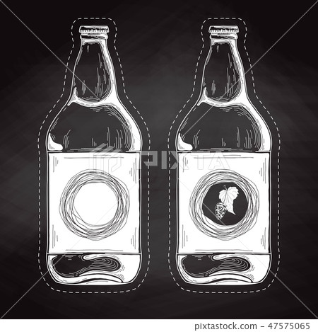 Set of beer bottles. Vector illustration. Sketch. 47575065