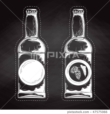 Set of beer bottles. Vector illustration. Sketch. 47575066