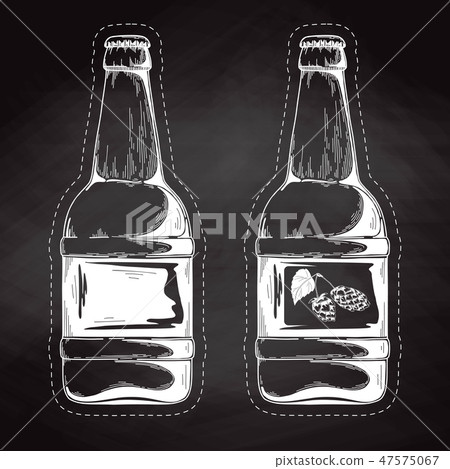 Set of beer bottles. Vector illustration. Sketch. 47575067