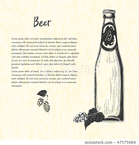 Beer bottle in sketch style. Beer bottle in sketch style. 47575069