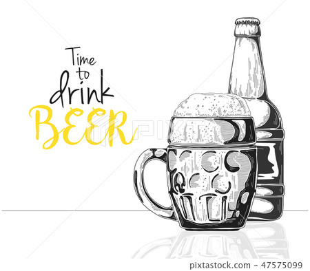 Bottle of beer. Glass with beer Bottle of beer. Glass with beer 47575099