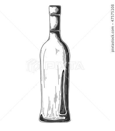 Sketch bottle for wine isolated on background. 47575108