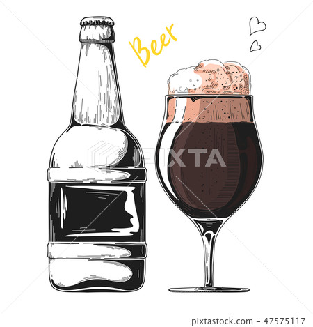 Bottle of beer. Glass with beer. Vector Bottle of beer. Glass with beer. Vector 47575117