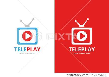Vector button play and tv logo combination. Record and television symbol or icon. Unique help and Vector button play and tv logo combination. Record and television symbol or icon. Unique help and 47575668