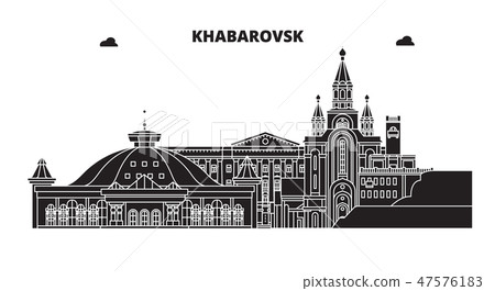 Russia, Khabarovsk. City skyline: architecture, buildings, streets, silhouette, landscape, panorama 47576183