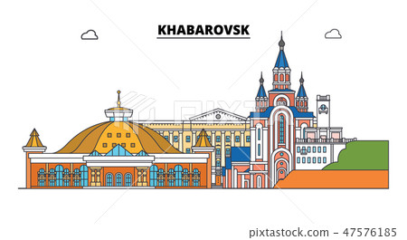 Russia, Khabarovsk. City skyline: architecture, buildings, streets, silhouette, landscape, panorama 47576185