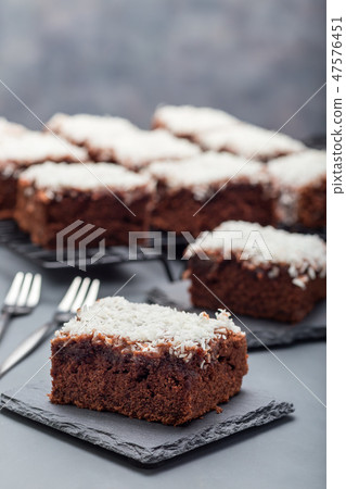 Brownie with coconut flakes, swedish dessert 47576451