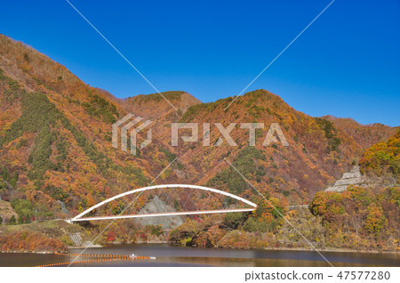 Azuma lake in autumn leaves Azuma lake in autumn leaves 47577280