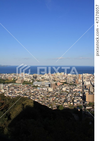 Beppu city seen from the view point of the lake 47578057