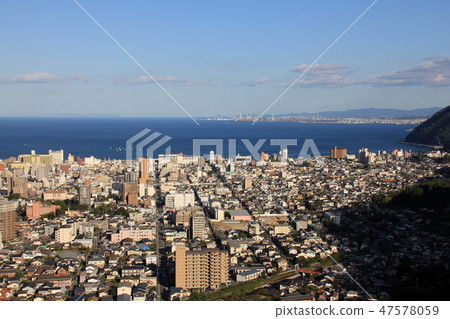 Beppu city seen from the view point of the lake 47578059