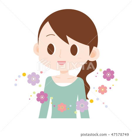 Female upper body fragrance of flowers Spring Female upper body fragrance of flowers Spring 47578749