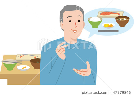 Elderly people with symptoms of memory impairment forgetting meals 47579846