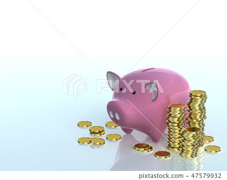 CG 3D Illustration Stereoscopic Design Pig's Piggy Bank Coin Savings Savings Gold Economic Business Point 47579932