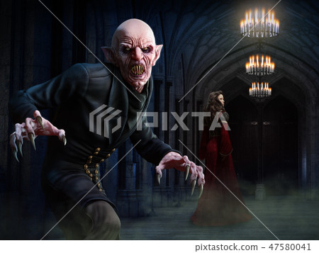 Vampire scene 3D illustration 47580041