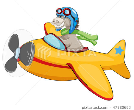 Horse riding airplane on white backgroud 47580693