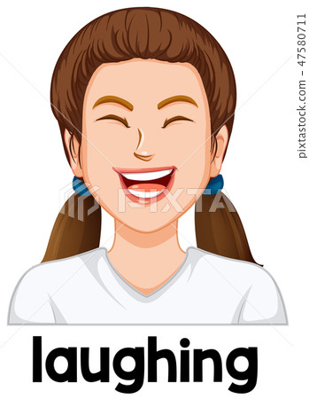 Young girl laughing facial expression 47580711