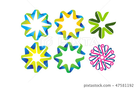Flower Ribbon Template Set 47581192