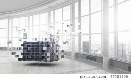 Cube figure in elegant interior 47581396