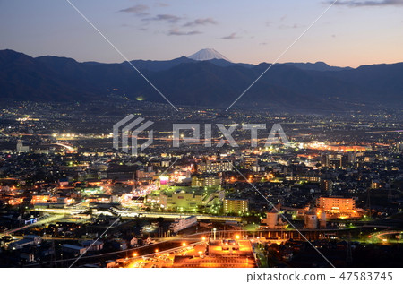 從台山台夜景望山原縣，甲府盆地 47583745