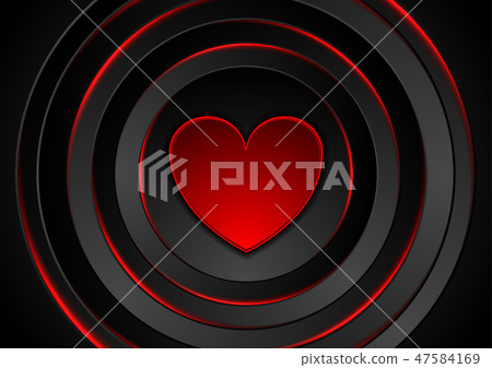 Red heart and glowing circles abstract background - Stock Illustration ...