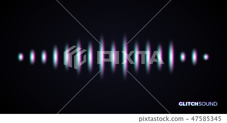 Audio or sound wave with music volume peaks and color glitch effect 47585345