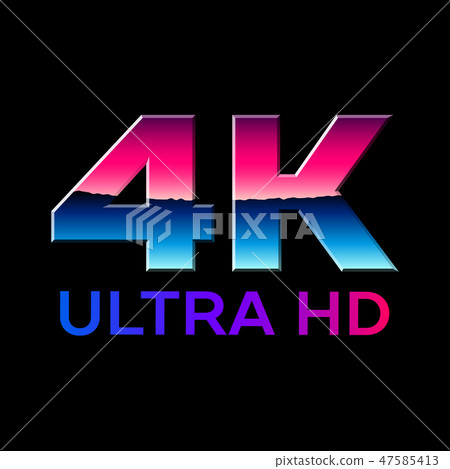 4k Ultra HD format logo with shiny chrome letters 4k Ultra HD format logo with shiny chrome letters 47585413