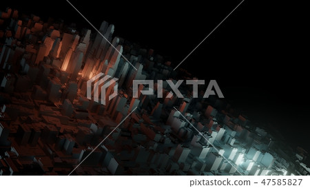 3d city with bright flashes on a dark background 47585827