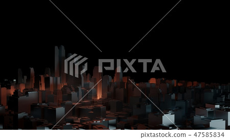 3d city with bright flashes on a dark background 47585834