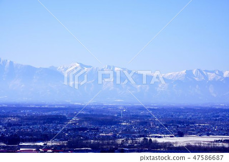 冬天十胜山觀景台十勝平原，日高山脈 47586687