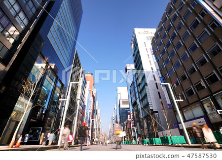 俯瞰日本東京城市景觀銀座的城市景觀（希望從銀座8丁目出發的行人天堂） 47587530