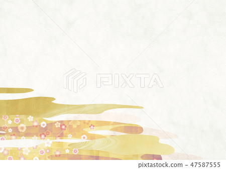 Japanese style background material - texture of Japanese paper - Japanese modern - cherry - paper - cloud - wave 47587555