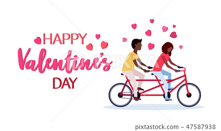 couple in love riding tandem bicycle happy valentines day concept african american man woman lovers couple in love riding tandem bicycle happy valentines day concept african american man woman lovers 47587938