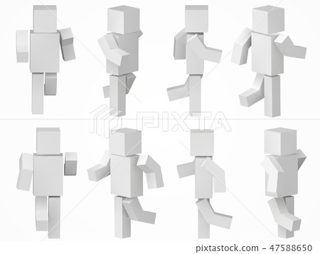 running cubic character. 3d style simple cubic character illustration. 47588650