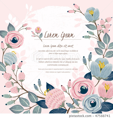 Vector illustration of a floral frame in spring - Stock Illustration ...