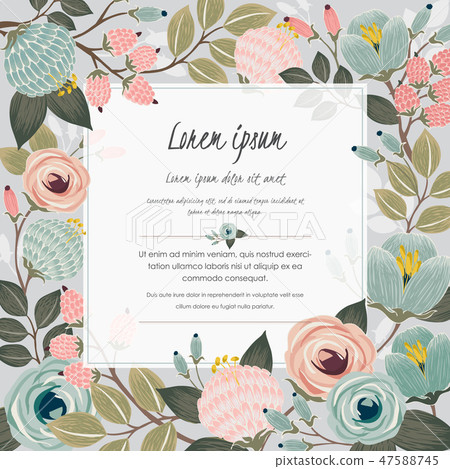 Vector illustration of a floral frame in spring-插圖素材 [47588745] - PIXTA圖庫
