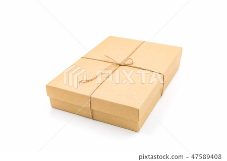 Brown paper box, tied with string. 47589408