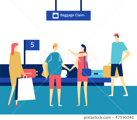 Baggage claim at the airport - flat design style colorful illustration 47590348