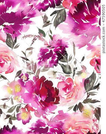 Seamless summer pattern with watercolor flowers Seamless summer pattern with watercolor flowers 47590505