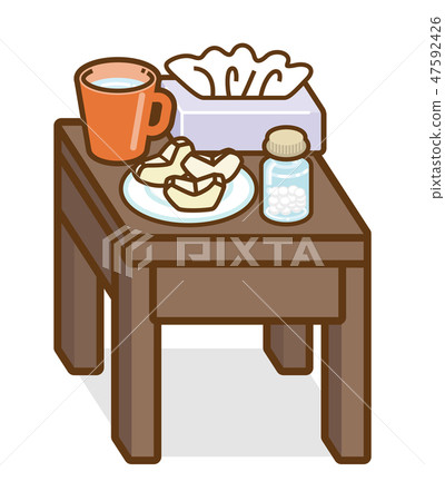 With side table and accessory outline 47592426