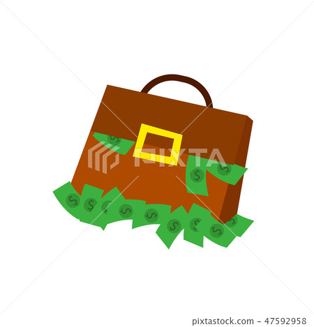 Suitcase full of money icon in flat style 47592958