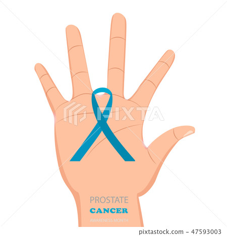 Awareness Blue Ribbon. World Prostate Cancer Day concept. in hand 47593003