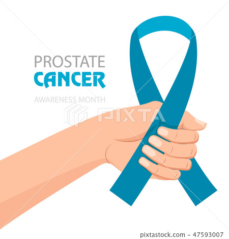 Awareness Blue Ribbon. World Prostate Cancer Day concept.   in hand 47593007