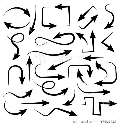 Black arrows. Set of bent icons 47593138